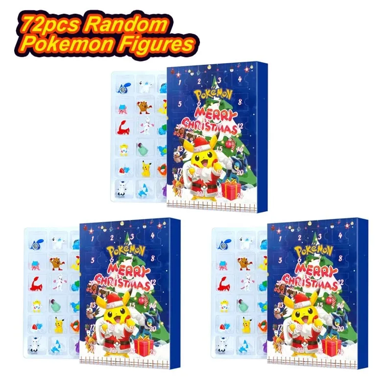 Pokemon Figura Calendario dell'Avvento Confezione regalo mini Pikachu Personaggio Bulbasaur Collezione di regali di giocattoli di Natale Giocattolo modello da tavolo — image 7