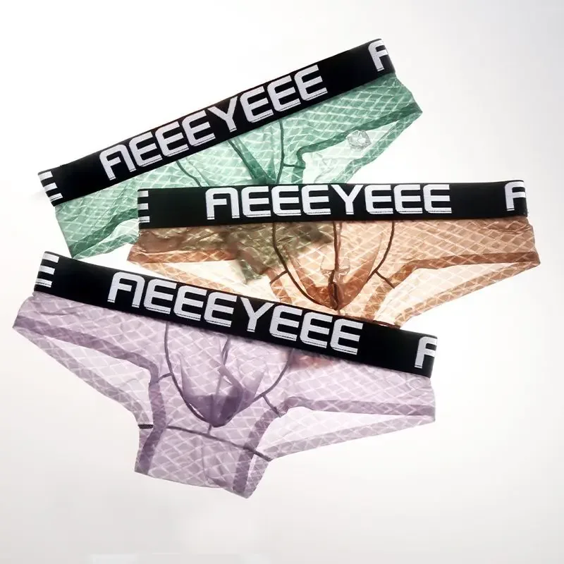 Seluar Dalam Lelaki Seksi Ais Sutera Rhombus Ultra Nipis Telus Seluar Lembut Lelaki Seluar Mengangkat Pinggul Bernafas Anjal Seluar Dalam Lelaki Pinggang Rendah — image 14