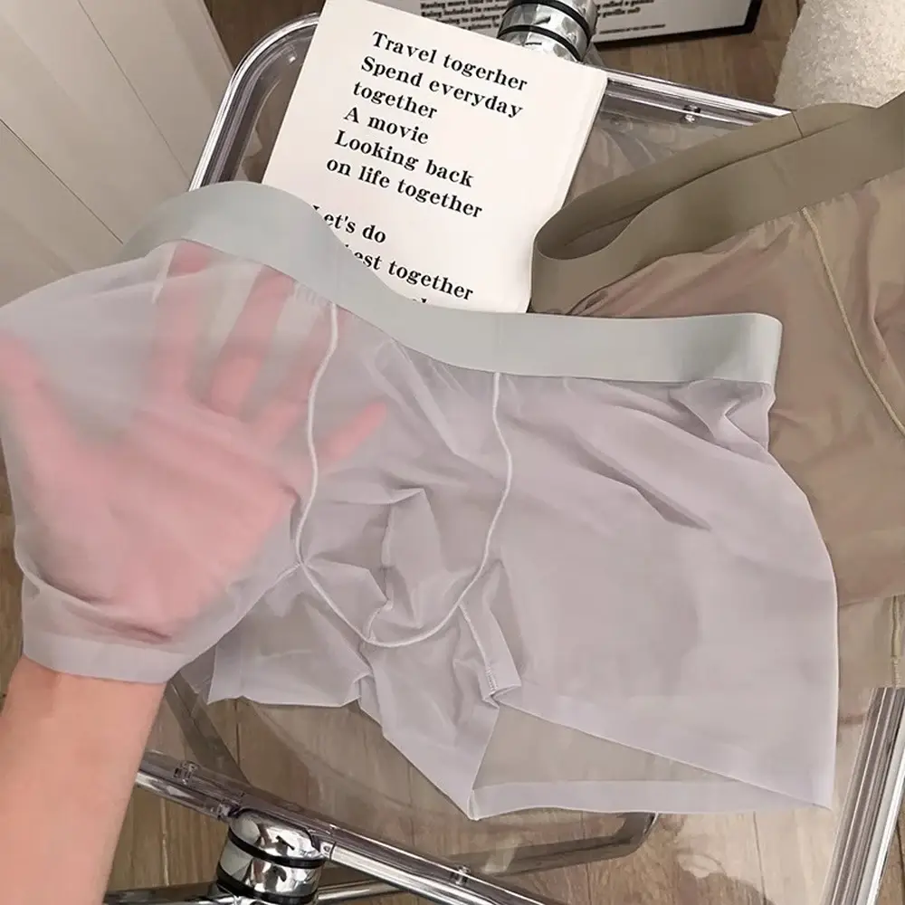 Mutandine da uomo elastiche sexy da uomo Asciugatura rapida Boxer ultrasottili Boxer trasparenti Intimo U Custodia rigonfiamento Sexy Und — image 12