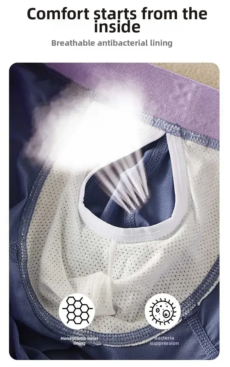Summer Ice Silk Underwear Men's Quick Drying Boxer Shorts Lightweight Breathable Separable Side Opening Non Detachable Panties — image 6