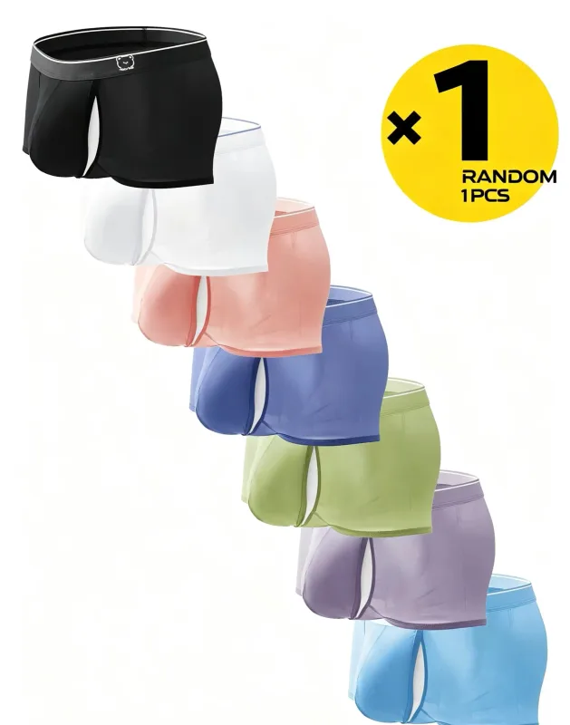 Roupa interior boxer de seda gelo masculina, cuecas de malha fina respirável de secagem rápida, cintura elástica conforto roupa interior de verão, 1 peça aleatória — image 3