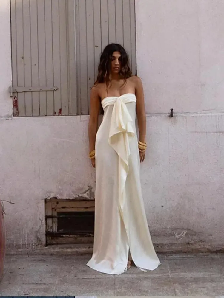 Women's Elegant Satin Long Evening Gowns Backless Sleeveless Maxi Robes Solid Party Mini Vestidos 2026 New Lady Summer Dresses — image 4
