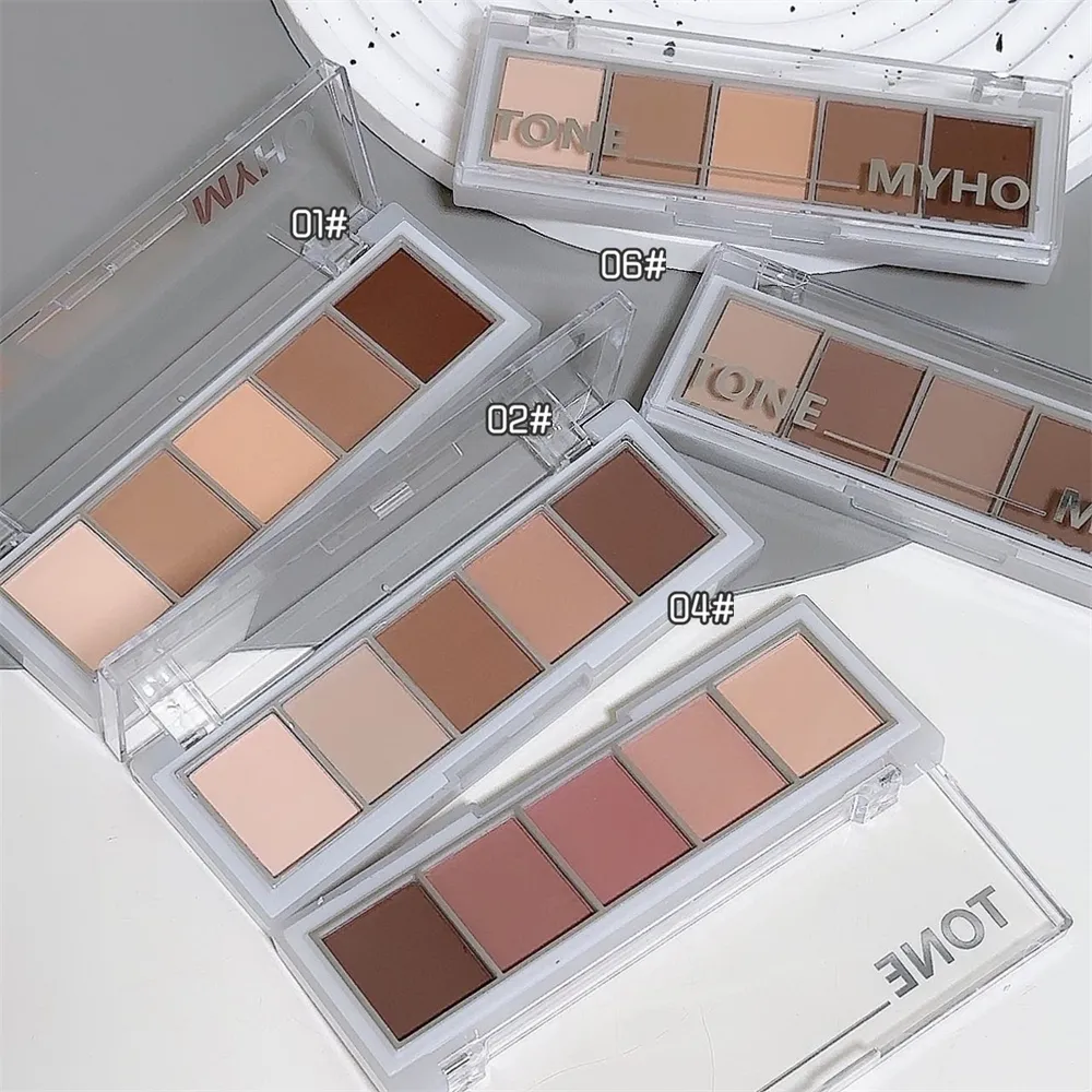 อายแชโดว์ 5 สี Matte NATURAL สีน้ำตาลแบบพกพา Bronzers เครื่องสำอางค์ Contouring SHADOW Earth Color Eye Shadow แต่งหน้า Palette — image 7