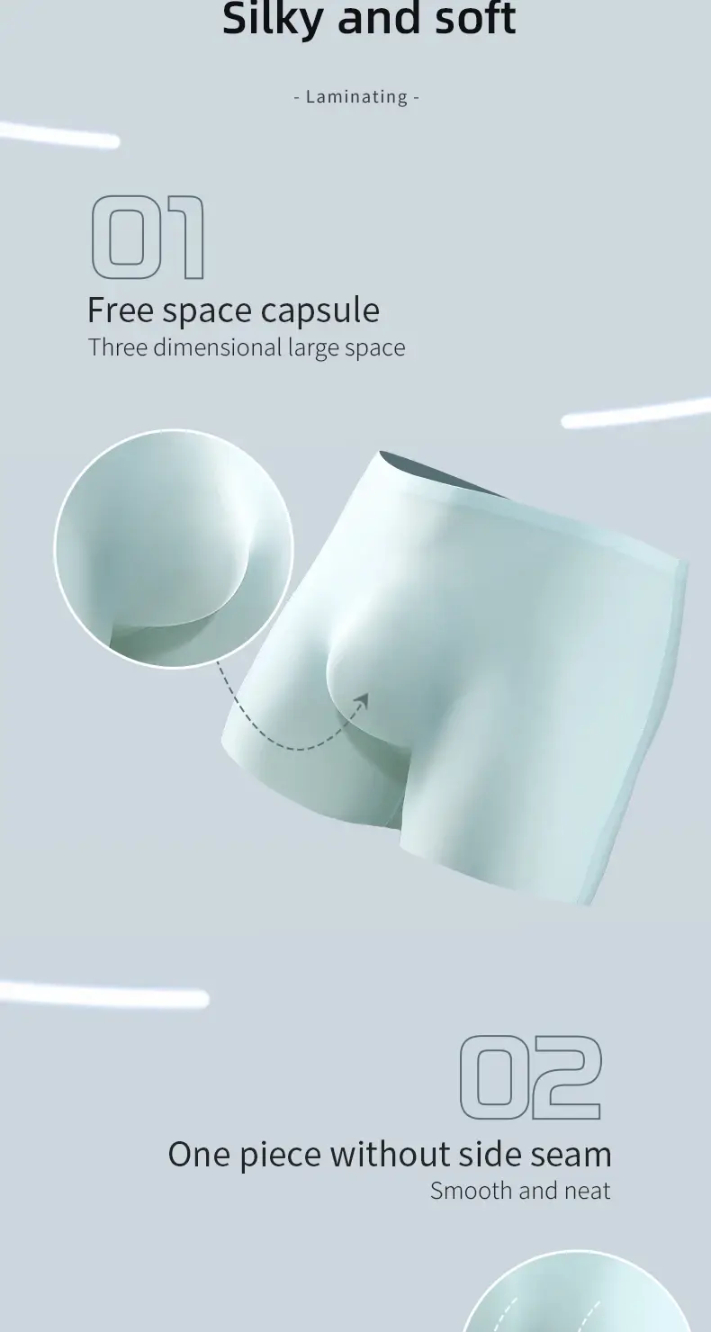 Ropa interior para hombres Calzoncillos tipo bóxer finos sin costuras de seda de hielo moldeados en 3D Pantalones cortos deportivos de verano de longitud extendida — image 5