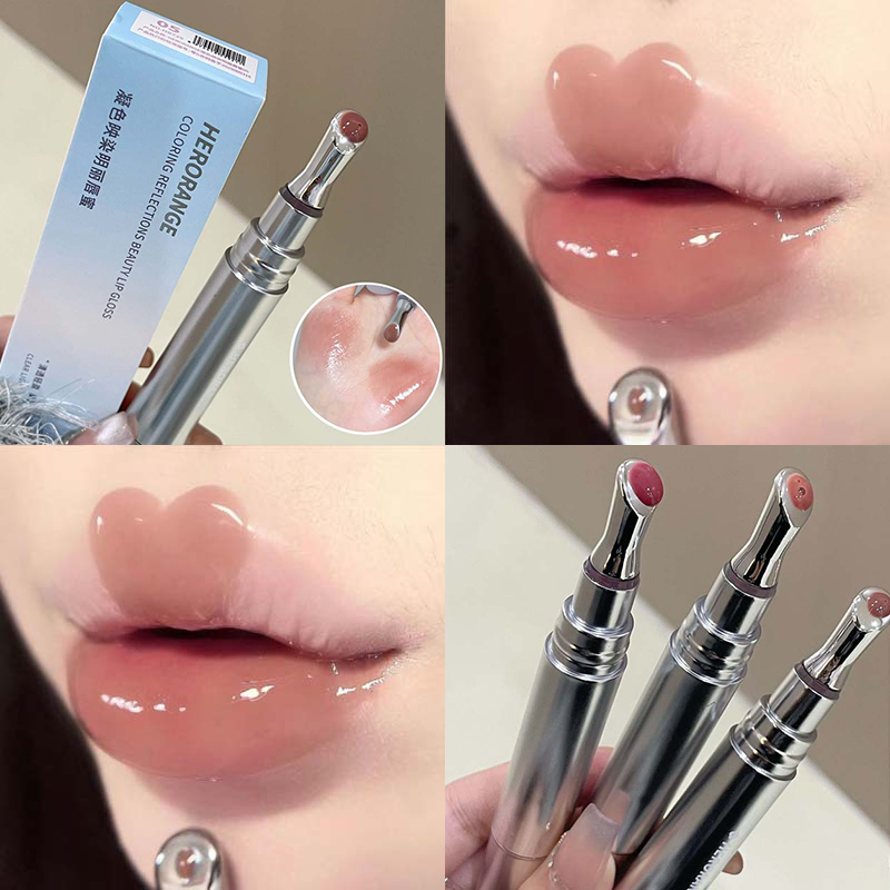 Cermin Esensi Berair Lip Gloss Tahan Lama Tidak Lengket Lipstik Cair Menepuk Jelly Lip Glaze Makeup Pelembab Warna Bibir — image 3