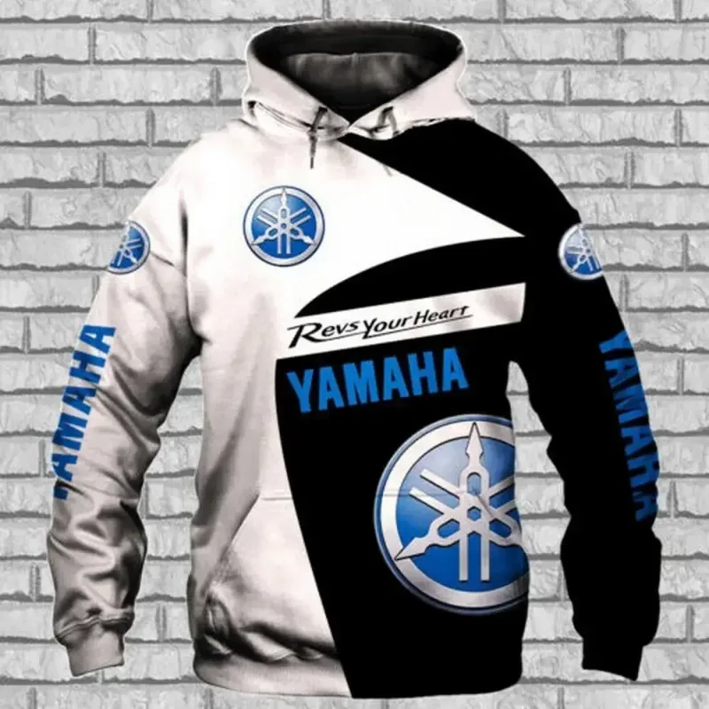 Męska bluza motocyklowa z kapturem i nadrukiem 3D firmy Yamaha, odpowiednia do noszenia na ulicy i jazdy motocyklem — image 3