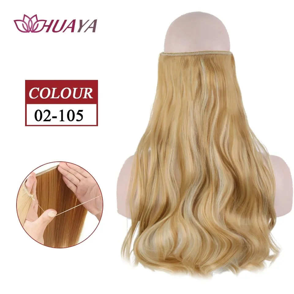 Filo invisibile sintetico lungo rettilineo senza clip nelle estensioni dei capelli Pezzi di capelli finti Linea di pesce segreta Posticci per le donne — image 27