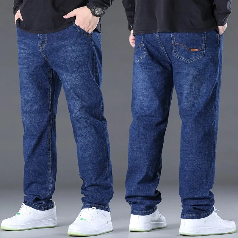 メンズジーンズパンツビッグサイズ 50 高ストレッチデニム生地大きいサイズパンツ 45-150 キロジーンズ Hombre ワイドレッグジーンズパンタロンオム — image 3