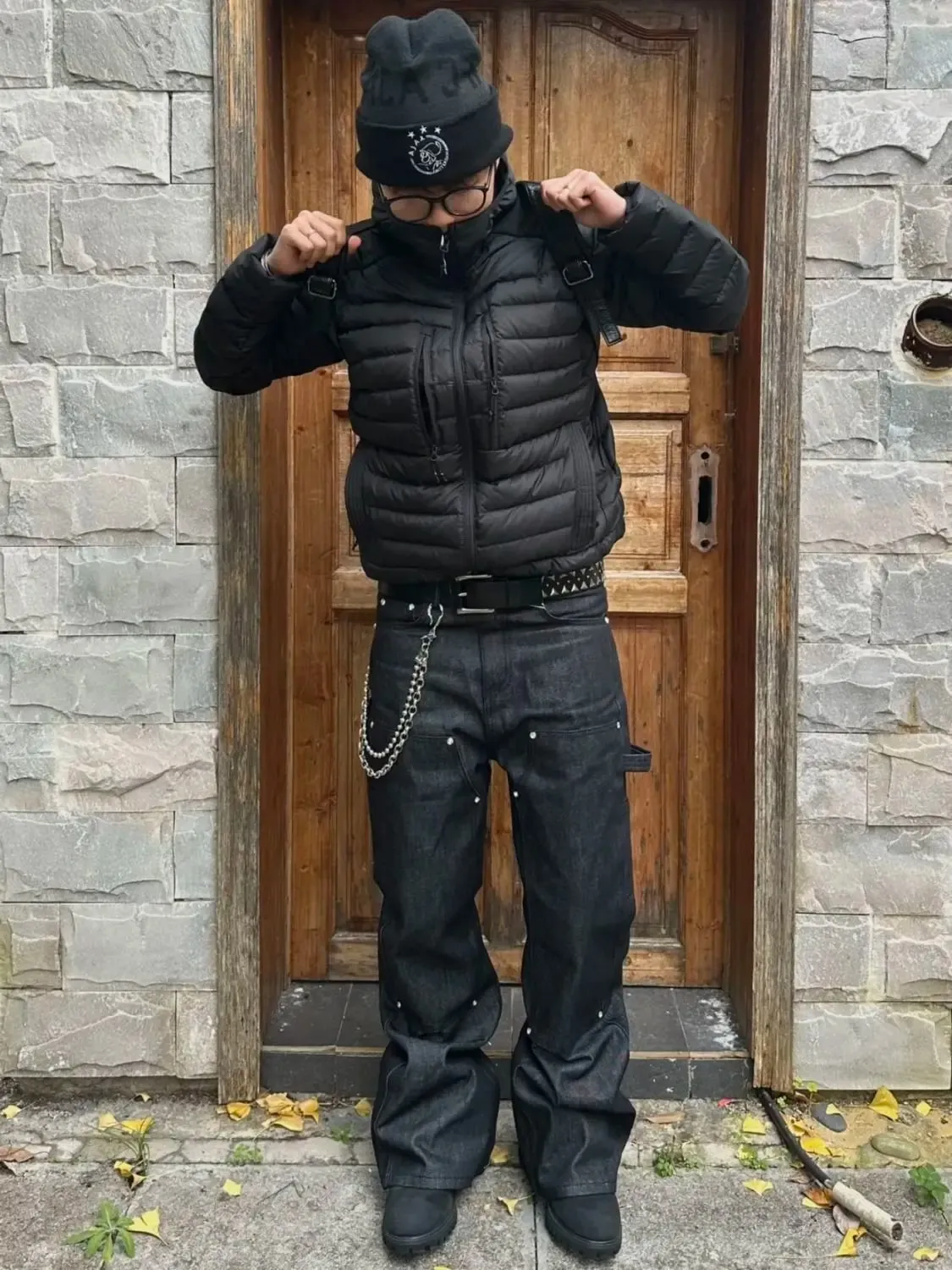 Seluar Jeans Lurus Hitam Penyambungan Lelaki Seluar Musim Bunga Gaya Jalanan Hip-hop Seluar Peluh Seluar Keren Lelaki Seluar Pinggang Tinggi Lelaki — image 7