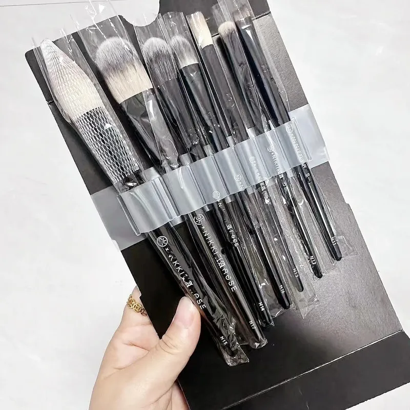 BKNikki Pro Artist ชุดแปรงแต่งหน้า 7 ชิ้น Professional Face Powder Blush อายแชโดว์ Brow Liner แปรงเครื่องสำอาง