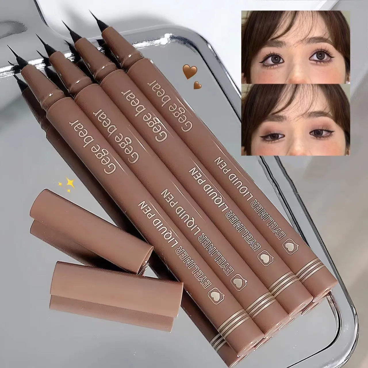 Gege Bear Liquid Eyeliner Pen Vandtæt Smudsikker Hurtig og præcis makeup Hurtig og glat tørrende nedre øjenvippepen — image 5