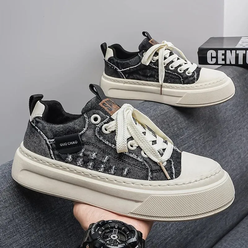 2026 ใหม่หนา Soled Non-SLIP Breathable Casual LOW TOP ผ้าใบรองเท้าสำหรับชายอเนกประสงค์แนวโน้มความสูงเพิ่มรองเท้าผ้าใบ — image 5