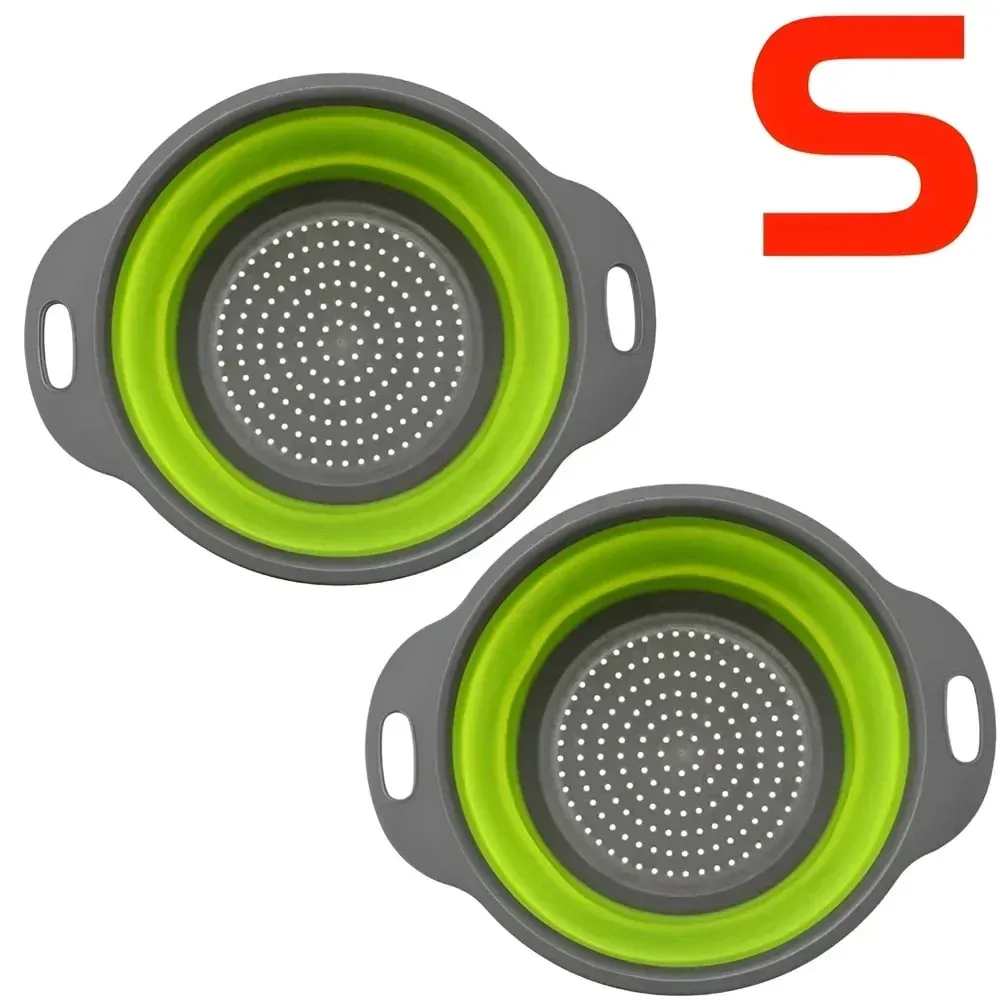 2PCS Silicone Folding Drainer Basket Fruit Vegetable Foldable Colander Kitchen Strainer for Food Pasta Kitchenware Drain Device — image 17