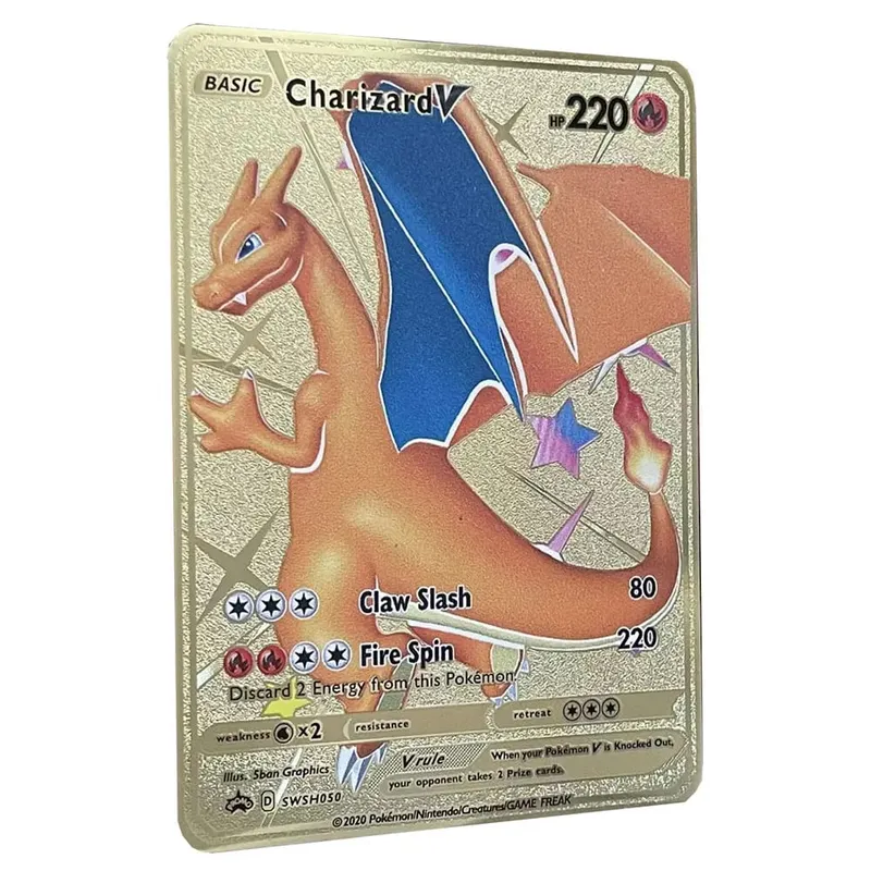 2025 NEU Pokemon Metallkarte 10000 Punkte Arceus Glurak Superkarte Golden English Mewtwo Vmax GX EX Anime Collection Cards Gif — image 10