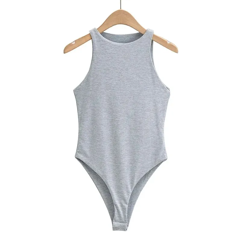 Summer New Arrival Pure Color Knitted Sexy Style Double Vest One-piece Bodysuit Tops — image 3