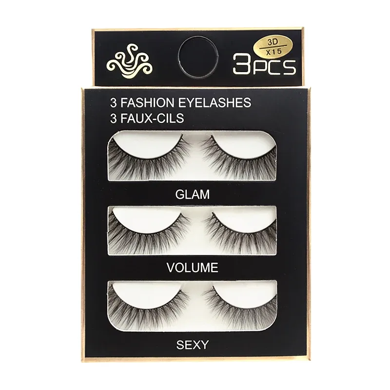 Faux Cils 3 paires de Faux Cils naturels longs en vison 3D, doux, moelleux, vaporeux, faits à la main, outils de maquillage pour les yeux, Maquiagem