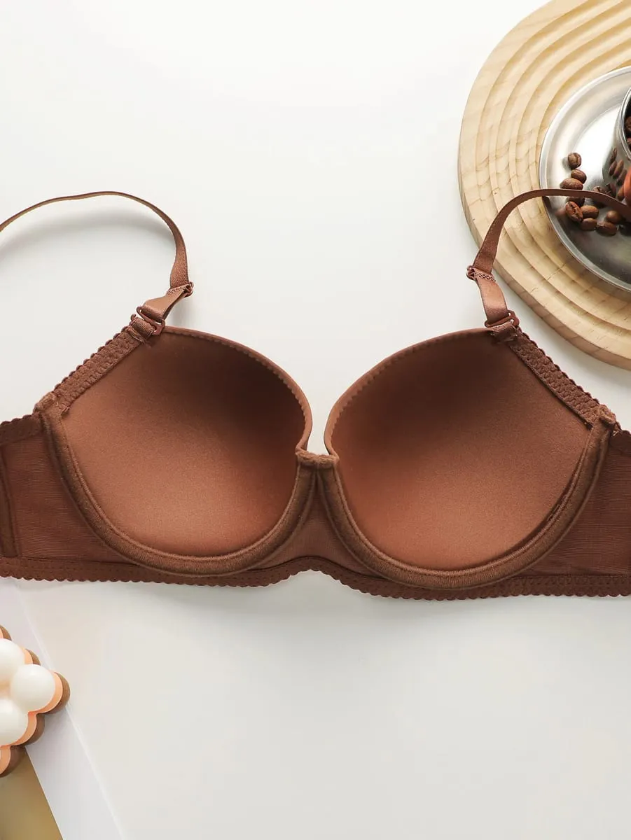 ใหม่ร้อนขายสีทึบทุกวันชุด 2 ชิ้นขอบเหล็ก push up Bra สำหรับชุดชั้นในสตรีชุด J2611