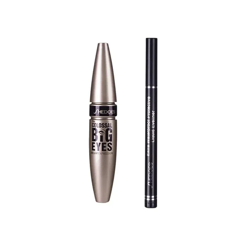 Set Maskara 2 In 1 Tahan Air Set Eyeliner Bulu Mata Hitam Pemanjang Kuas Bulu Mata Ekstensi Bulu Mata Makeup Kecantikan Maskara Pemakaian Panjang