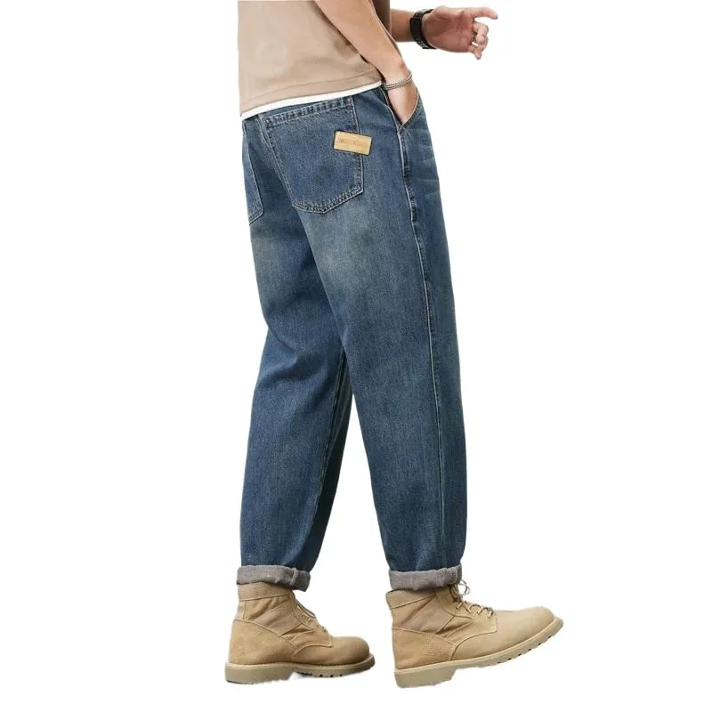 Letní rovné džíny s mikrokuželem pro muže volné Pohodlné a všestranné Ležérní Teenager Trendy Retro kalhoty džíny pro muže — image 6