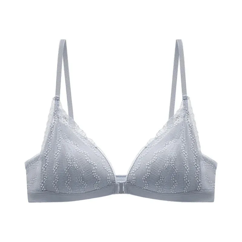 Push Up BH för små bröst - Fram Stäng Spets Bralette Trådlös Demi Triangel Cup Sexiga underkläder Tunna Demi Cup Small Chest — image 10