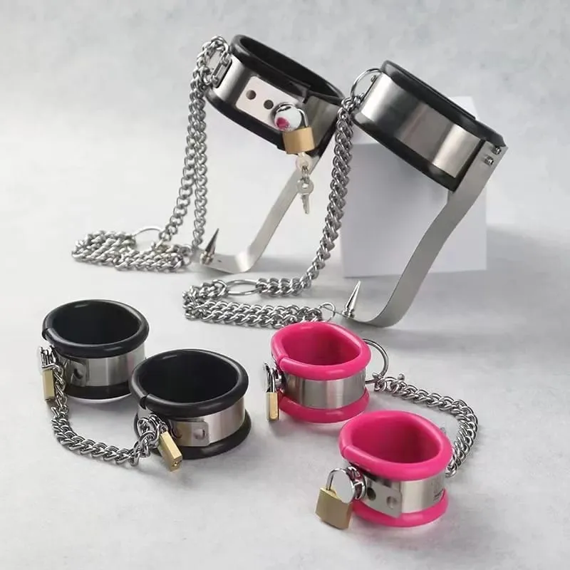 YoKoNex BDSM Fetish Stainless Steel Shackles Punishment Master Slave Task Punishment Props Male and Female Training Sex Supplies — image 2