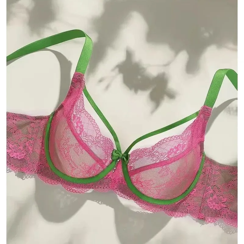 Set reggiseno sexy minimizzatore Coppa piena pizzo ultra sottile raccolto Plus Size 34-42 Seno grande al seno piccolo Supporto Comfort Lingerie — image 6