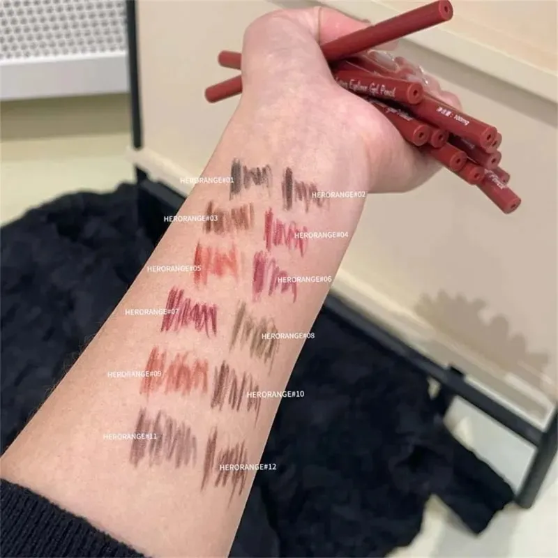 Crayon Eyeliner 12 couleurs, rouge vin, imperméable, durable, marron mat, fard à paupières, bâton de Contour, pigment élevé, maquillage pour les yeux, ver à soie — image 6