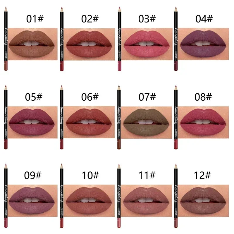 12 Color Matte Lipliner Pencil Long-Lasting Waterproof Plumping Stain Lipstick Natural Brown Lip Liner Professional Makeup — image 4