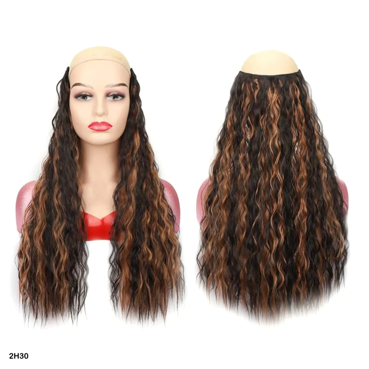 Extensions de cheveux synthétiques bouclés pince en une seule pièce 4Clips postiches longues vague profonde pour les femmes usage quotidien accessoire de cheveux de fête