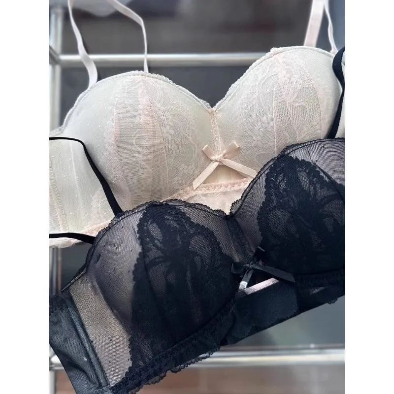 Victorian Inspired Demi Bra & Knicker Set | Sheer Mesh Lace Push Up for Small Bust Anti-Sagging | Luxury Lingerie MOYISU Panty — image 2