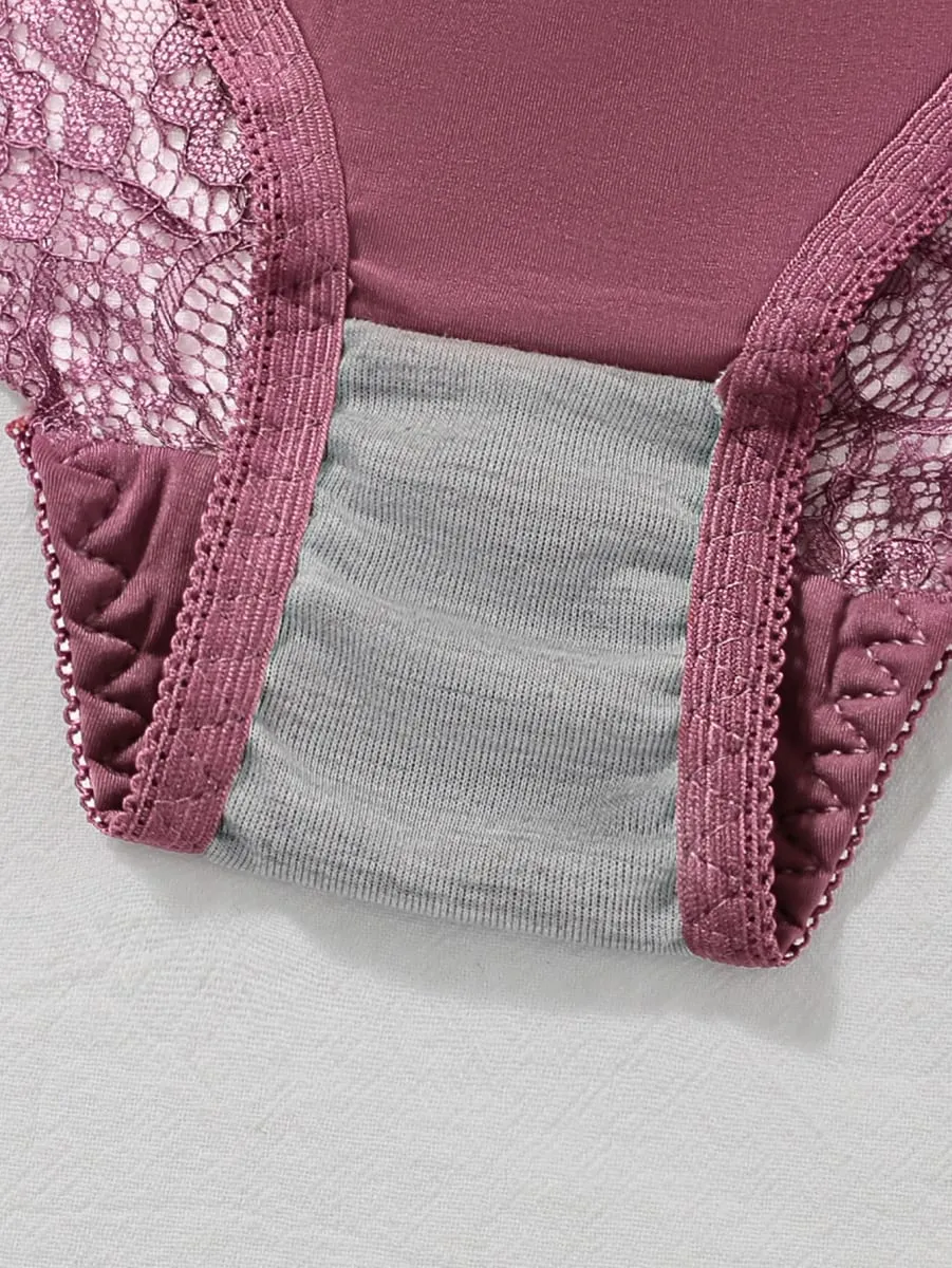 Einfarbiges Spitzen-BH-Set für Damen, drahtlos, ohne Bügel, Push-Up-BH und Höschen, 2-teiliges Set, tägliche, bequeme Dessous — image 6