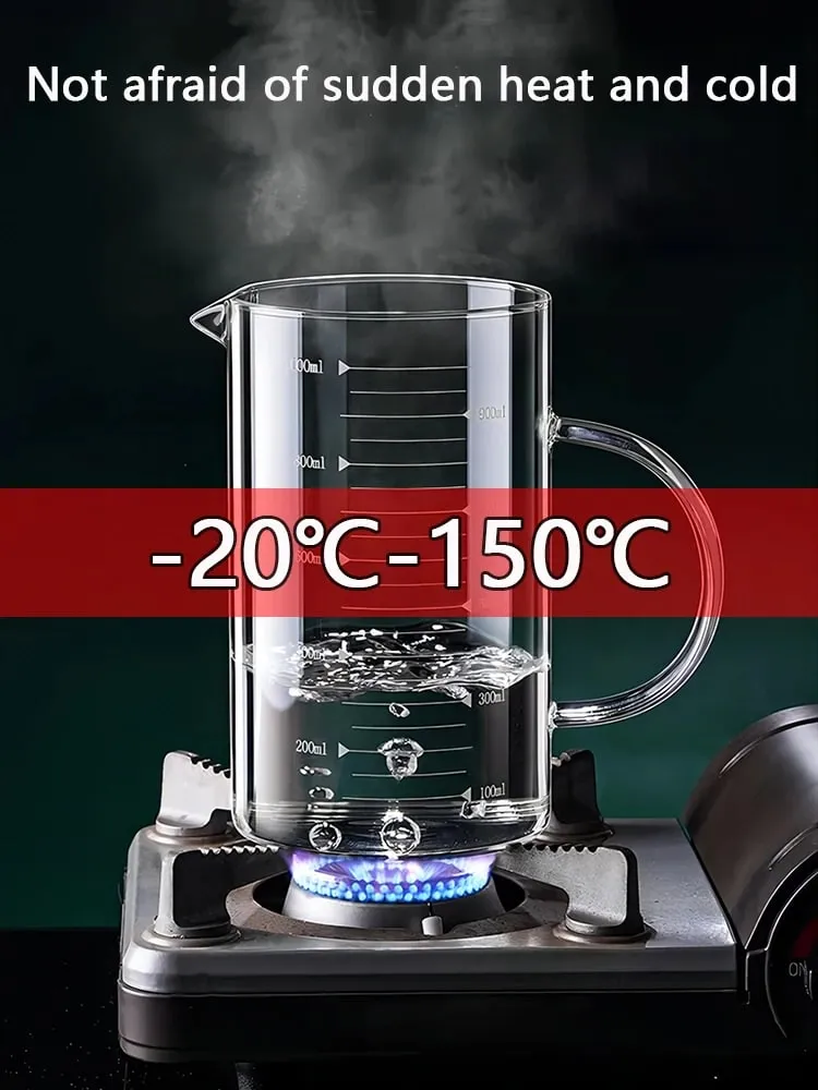 1/2 szt. Szklana miarka z uchwytem żaroodporna zlewka laboratoryjna kuchenna miarka do kawy i mleka 250/350/500/1000ml — image 2