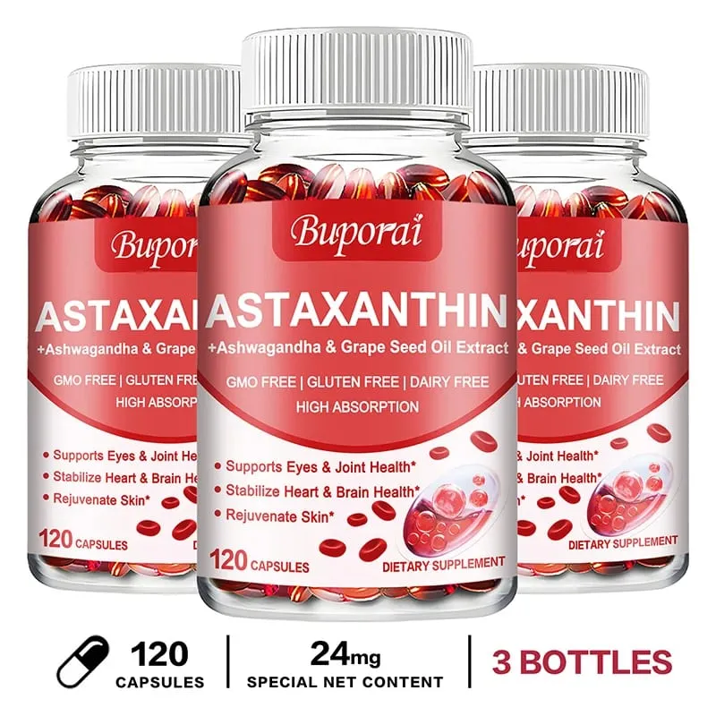 Astaxanthin Capsules - Antioxidant Protection Supports Skin and Eye Health Relieves Eye Fatigue and Enhances Immunity