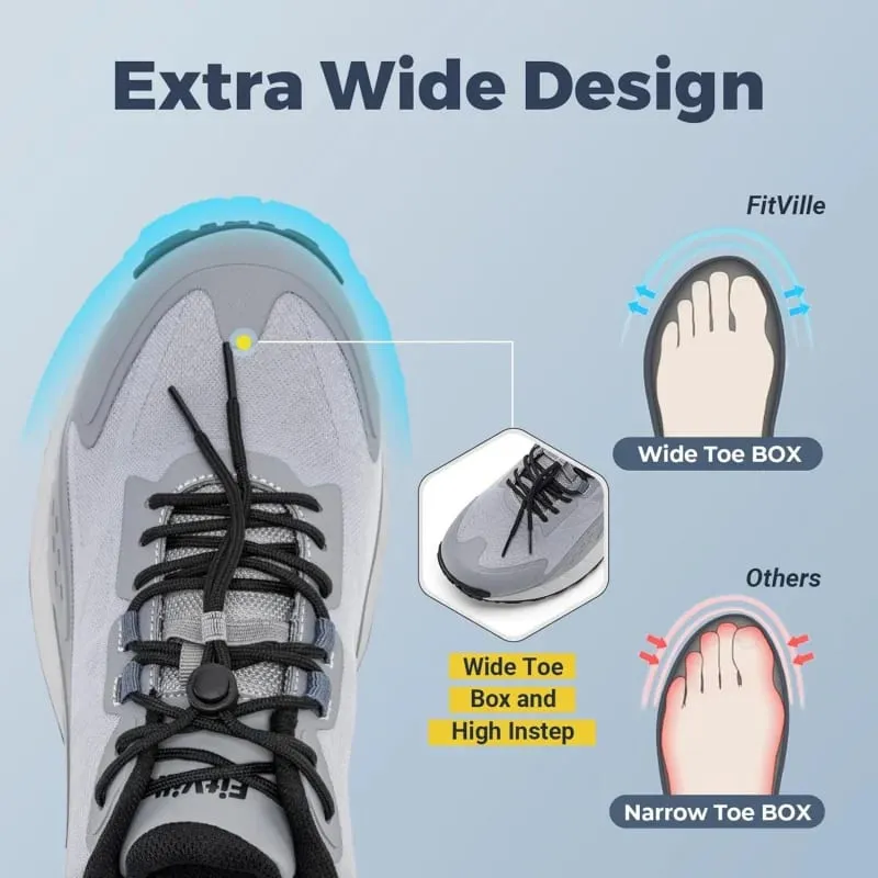 FitVille รองเท้าผ้าใบผู้ชายกว้างลื่นสบายเดินป่ารองเท้าสำหรับเดินสำหรับรองเท้ากลางแจ้งพร้อมส่วนโค้งรองรับ — image 2