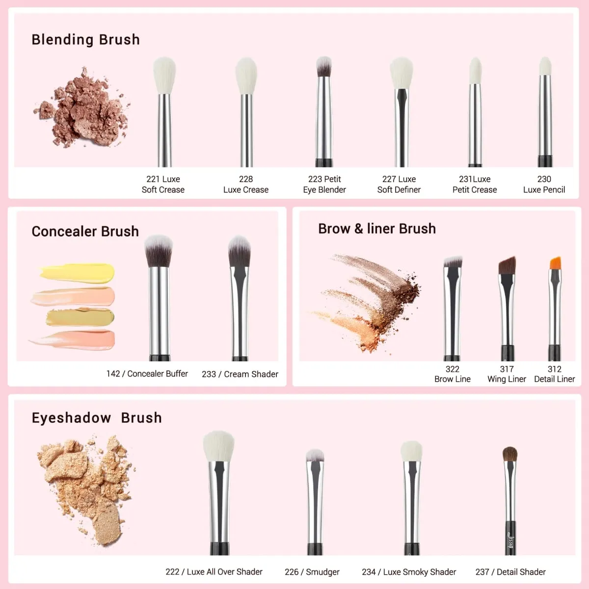 Sada štětců na líčení očí Jessup 15ks Přesný štětec na oční stíny Eyebrow EyeLiner Blending Concealer Natural Synthetic Black T177 — image 5