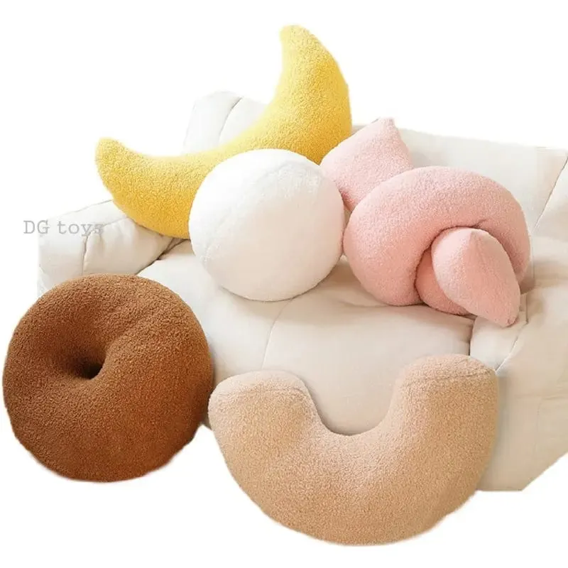 INS Beliebte Plüsch Gelb Mond Ball Form Kissen Gefüllte Donut Twist Bar Werfen Kissen Hause Dekoration Zimmer Kissen Geburtstag geschenk — image 2