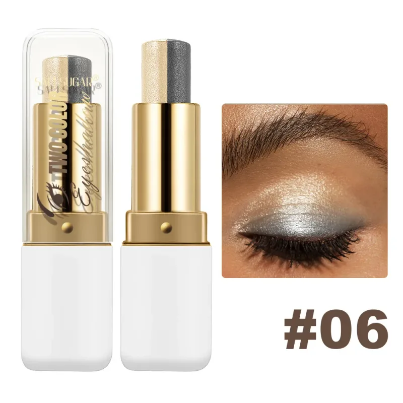 Ombretto bicolore in stick a lunga durata, evidenziatore luccicante a prova di sbavature, sfumabile, cosmetico per il trucco del contorno occhi — image 12
