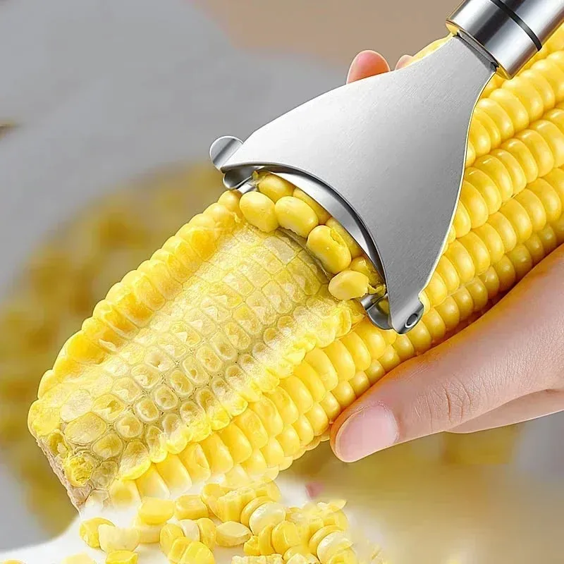 สแตนเลสเครื่องปอกข้าวโพด Serrated Corn Stripper Peelers Cob Shaver Planer Thresher เครื่องตัดผักผลไม้ผัก Gadget เครื่องมือ — image 2