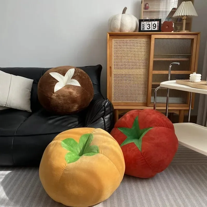 厚みのあるクッション トマト型枕 野菜 キノコ 柿 ラウンドクッションパッド 窓用シート枕 寝室用 — image 4