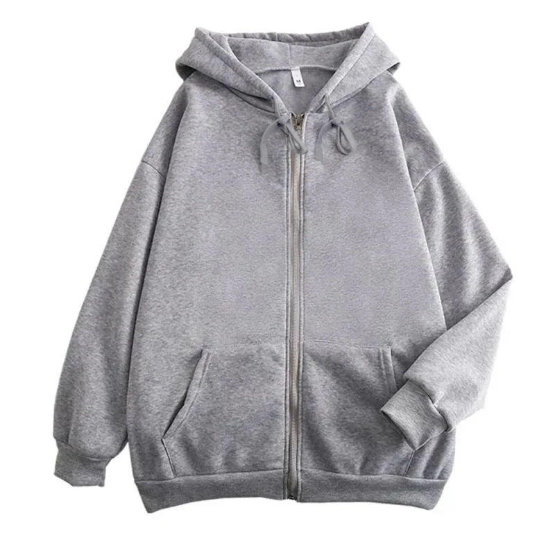 High Street Hoodie Men Solid Color Zip Up Long Sleeve Loose Jacket Coats Casual Hooded Sweatshirt Y2K Fashion Outdoor Clothes — image 8