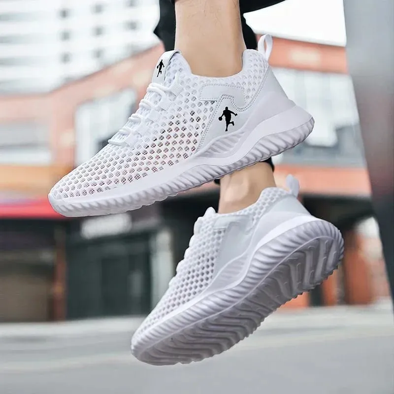 Männer Turnschuhe Lightwhite Atmungsaktive Laufschuhe für Männer Mesh Sommer Lace-Up Outdoor Wanderschuh Zapatillas De Deporte — image 5