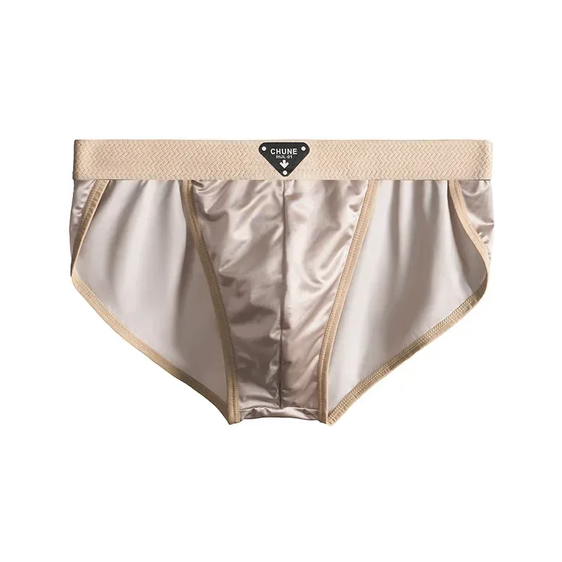 1/3PCS Men's Briefs Satin-like Ice Silk Briefs Summer Smooth Mens Underpants Breathable Quick Drying Panties Sexy U Pouch Briefs