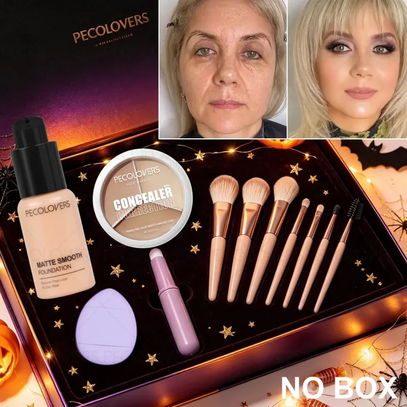 12PCS/Set Facial Makeup Set‑Waterproof Covers Dark Circles Acne Marks and More Natural Matte Finish Ideal Gift for Halloween