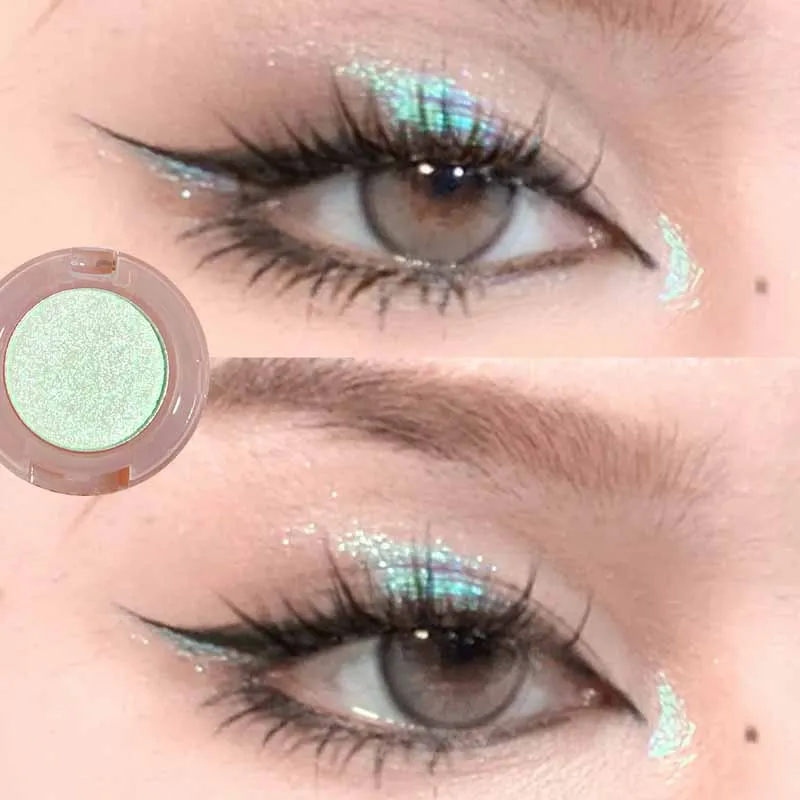 1 Pcs Monochrome High Gloss Waterproof Eye Shadow Peachy Pink Long Lasting Silky Easy To Color Diamond Shiny Eye Shadow Cosmetic — image 1