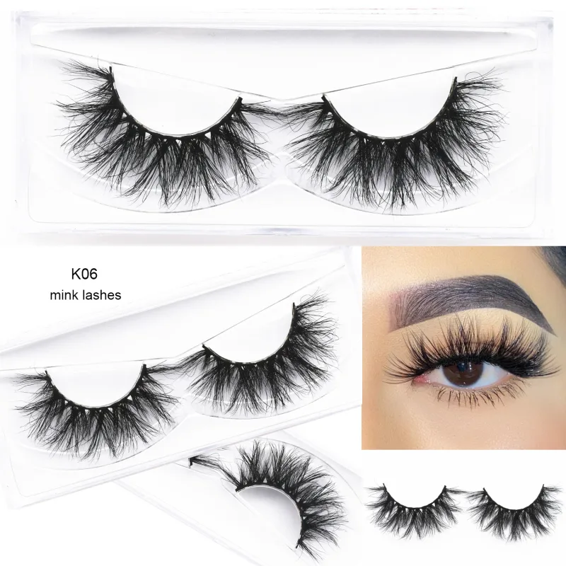 D20 réel vison cils Extension de cils naturel long ailé Volume cils à la main vison faux cils maquillage cils — image 19