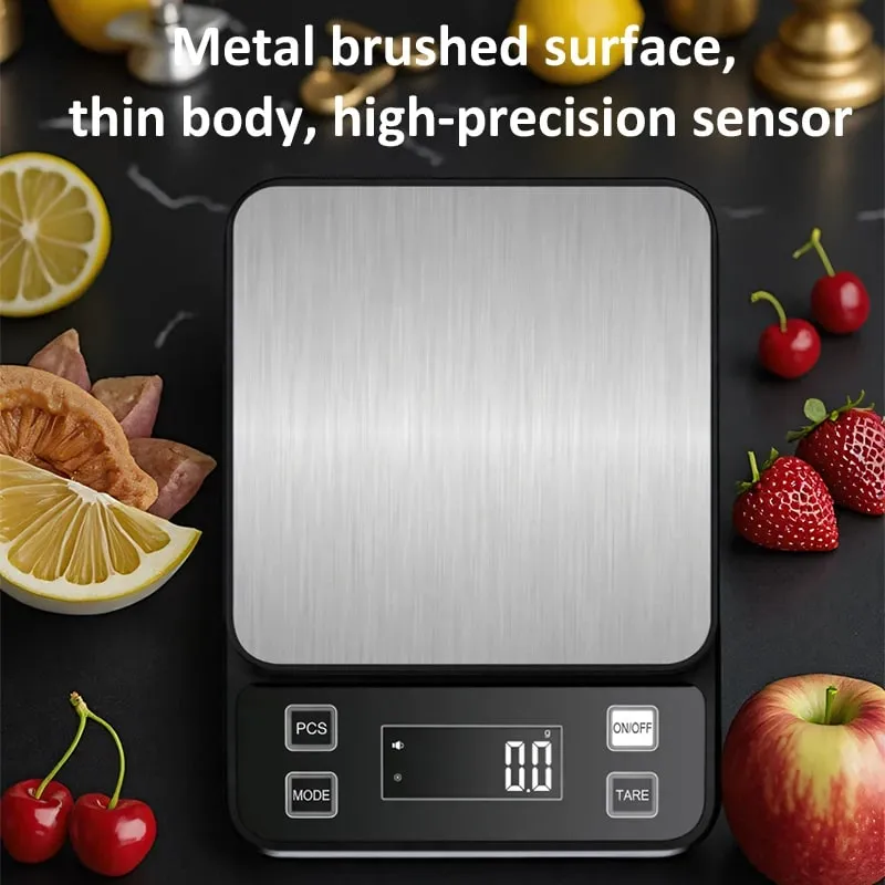 3/5/10 kg 0.1g Dijital Elektronik mutfak terazisi lcd ekran Tamamen Su Geçirmez Paslanmaz Çelik Ölçme Tartı Pişirme Aracı — image 3
