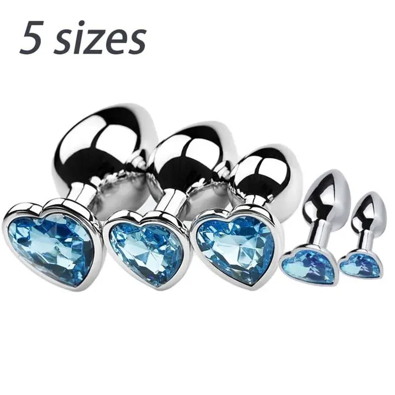 5 størrelser Rustfrit stål Krystal Hjerte Anal Plug Aftagelig Butt Plug Stimulator Prostata Massager Analsex legetøj Dildoer — image 3