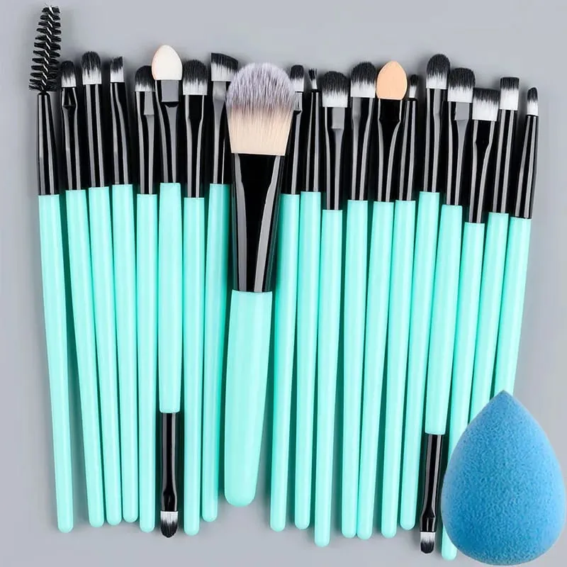 Sada 20ks štětců na make-up pro kosmetiku Foundation Blush Powder Eyeshadow Kabuki Blending Brush with Powder Puff Beauty Tools — image 14