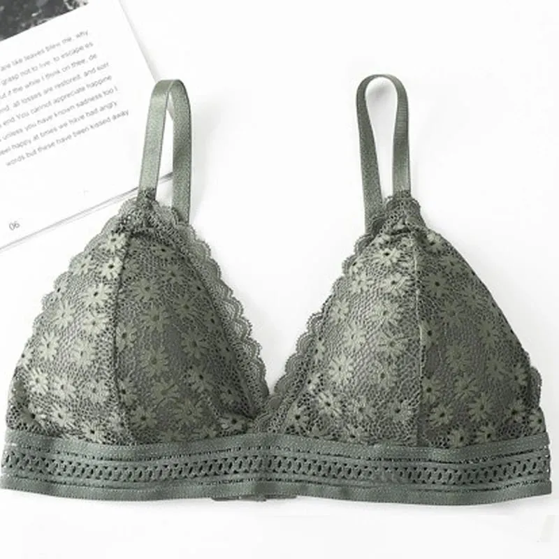 Set reggiseno da donna con retro in pizzo senza bordi in acciaio Coppa triangolare francese Confortevole copertura del torace Biancheria intima estensibile per la pelle — image 16