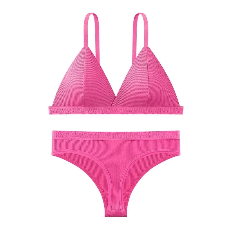 Sömlös BH och trosor Set Enfärgad Bralette Tunna Trådlösa BH Låg midja Stringtrosa Sexiga Underkläder Set Damunderkläder — image 10